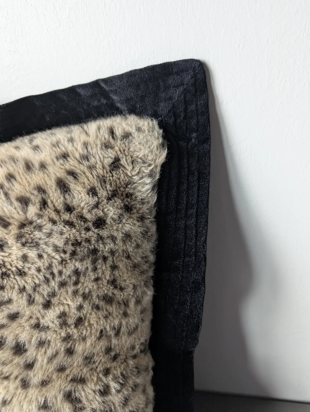 Borgata Faux Fur Spot Accent Pillow Black Brown Animal Print Soft Fur Size 20x20